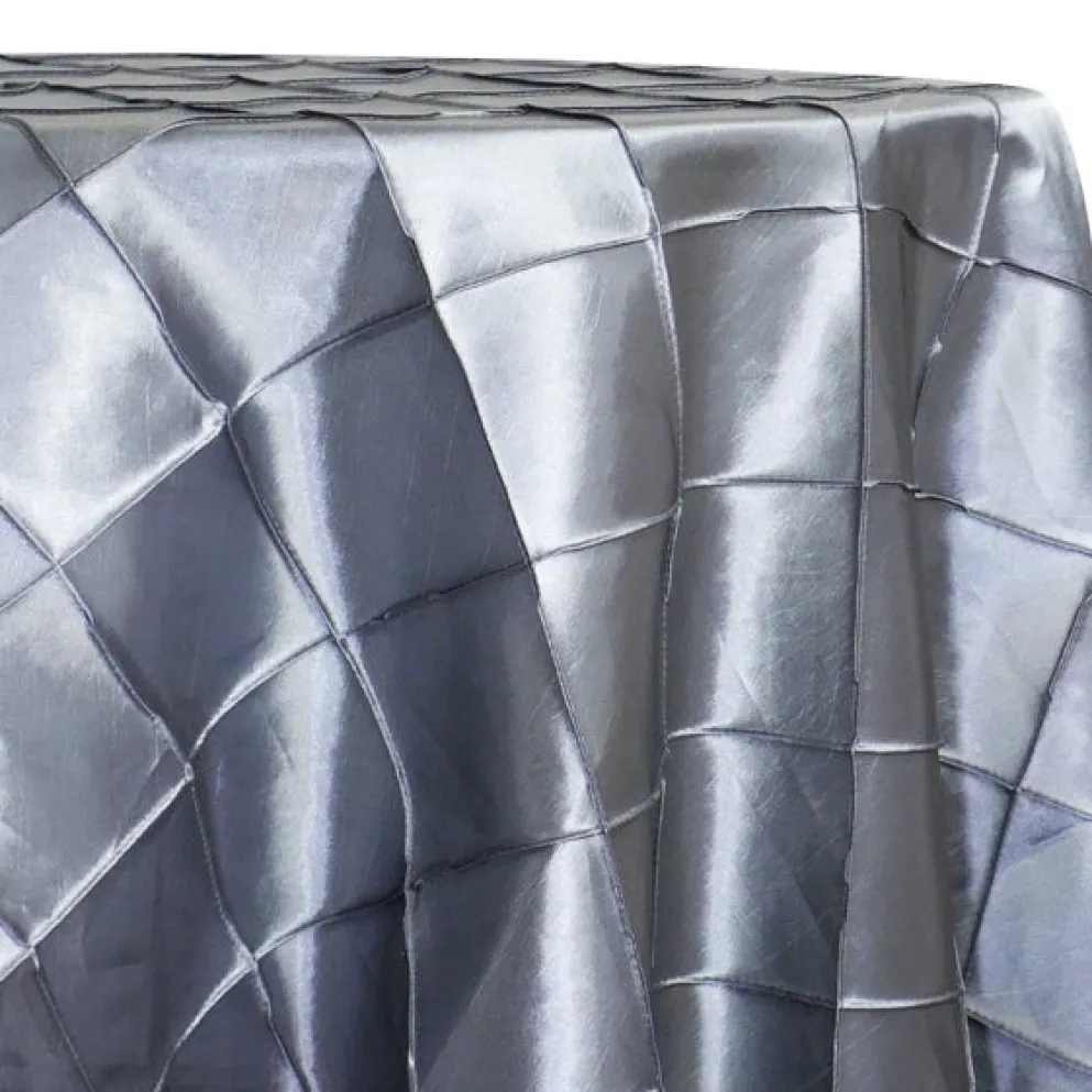 4" Pintuck Taffeta Table Linen in Silver 097