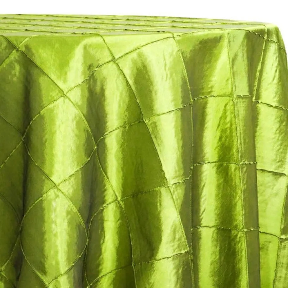 4" Pintuck Taffeta Table Linen in Lime 102