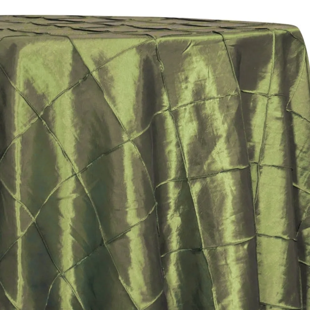 4" Pintuck Taffeta Table Linen in Olive 056