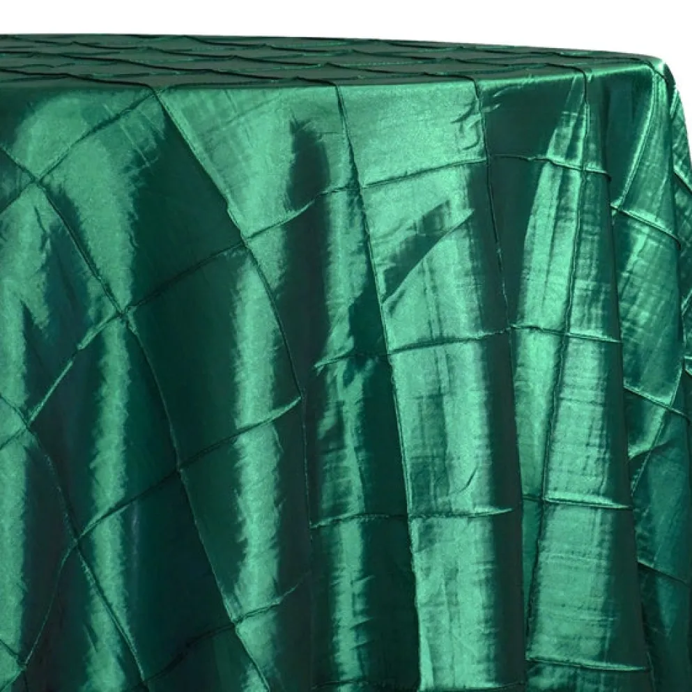 4" Pintuck Taffeta Table Linen in Hunter Green