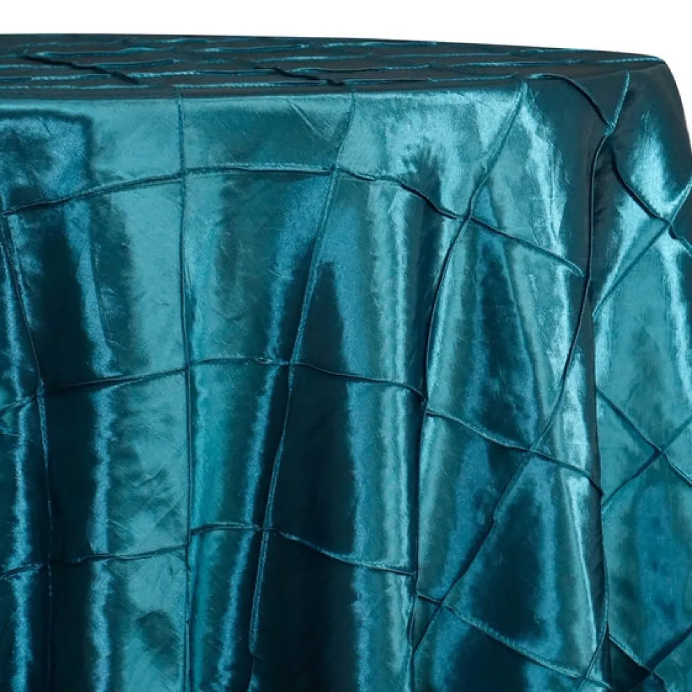 4" Pintuck Taffeta Table Linen in Teal 033