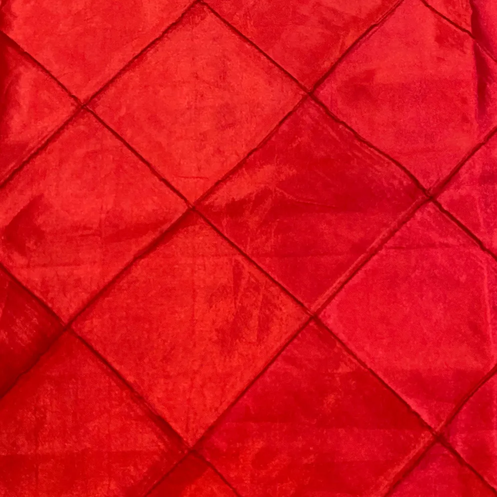 4" Pintuck Taffeta Table Linen in Red 099