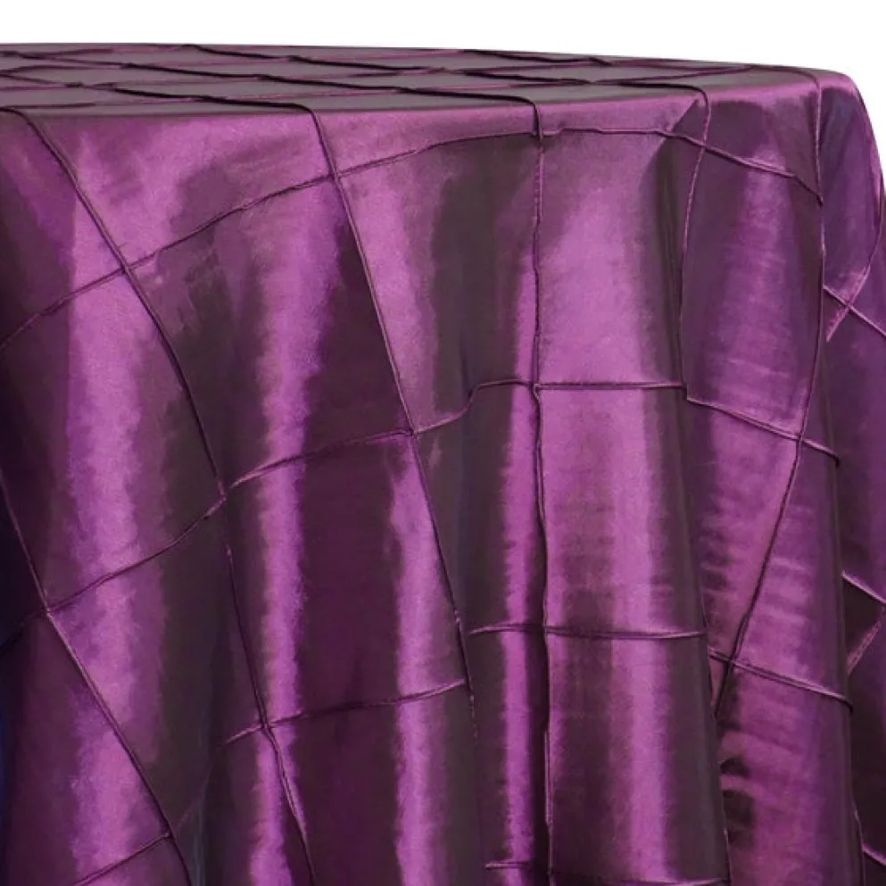 4" Pintuck Taffeta Table Linen in Eggplant 006