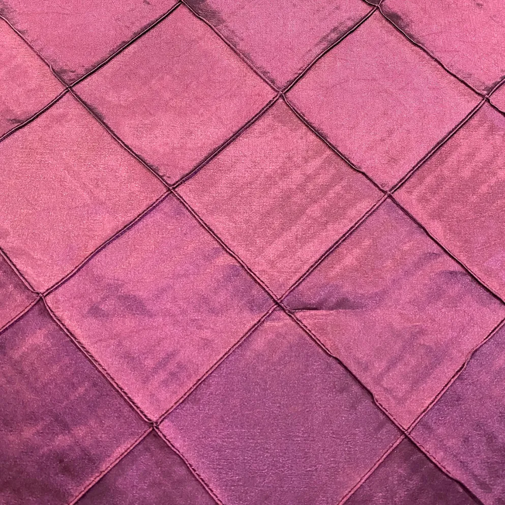 4" Pintuck Taffeta Table Linen in Eggplant 006