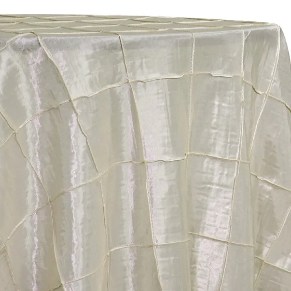 4" Pintuck Taffeta Table Linen in Ivory