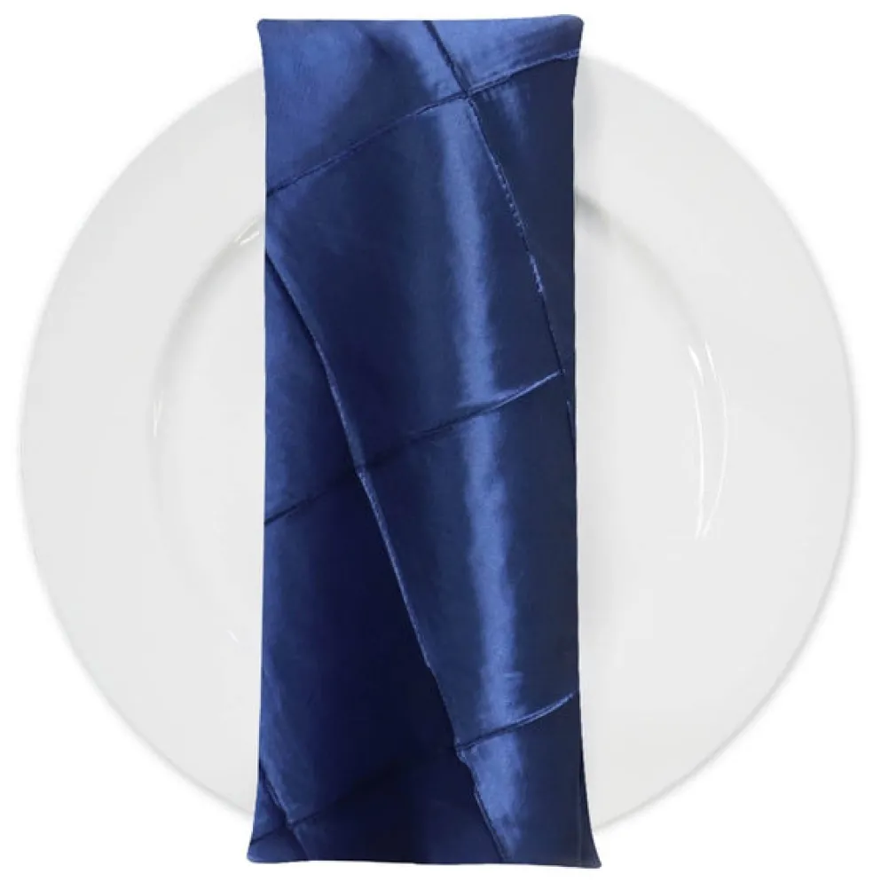 4" Pintuck Taffeta Table Napkin in Navy