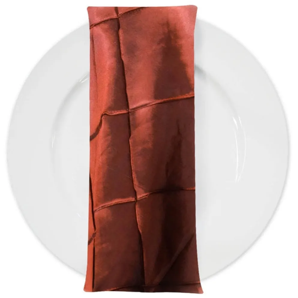 4" Pintuck Taffeta Table Napkin in Rust 032