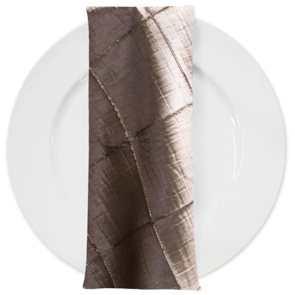 4" Pintuck Taffeta Table Napkin in Chocolate