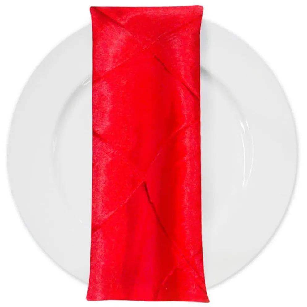 4" Pintuck Taffeta Table Napkin in Red 099