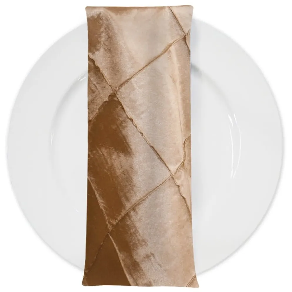 4" Pintuck Taffeta Table Napkin in Taupe Gold