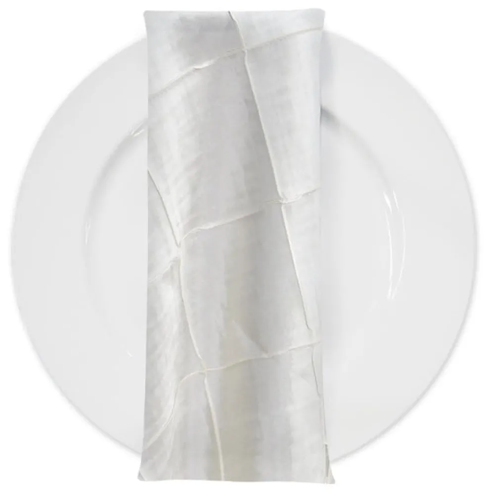 4" Pintuck Taffeta Table Napkin in White