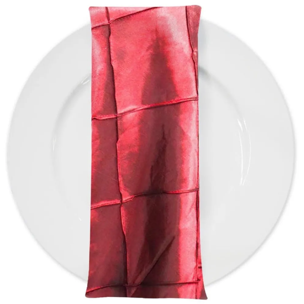 4" Pintuck Taffeta Table Napkin in Wine 001