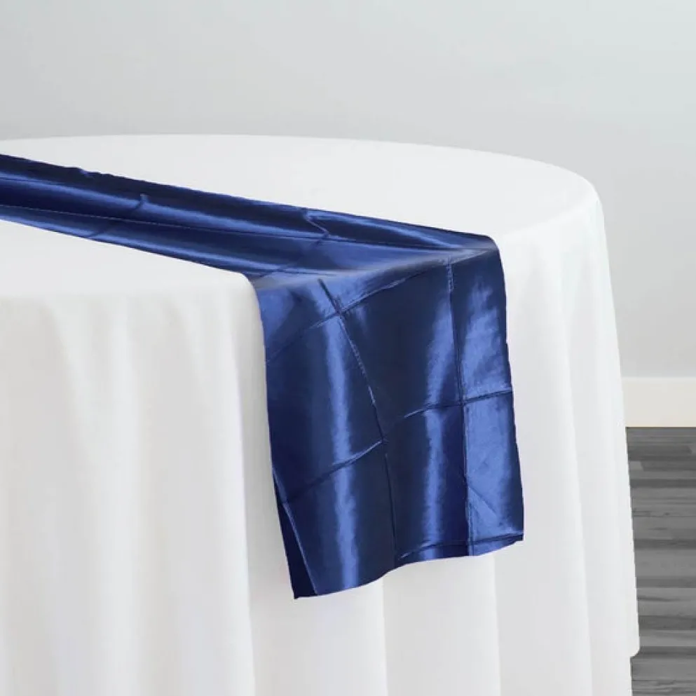 4" Pintuck Taffeta Table Runner in Navy