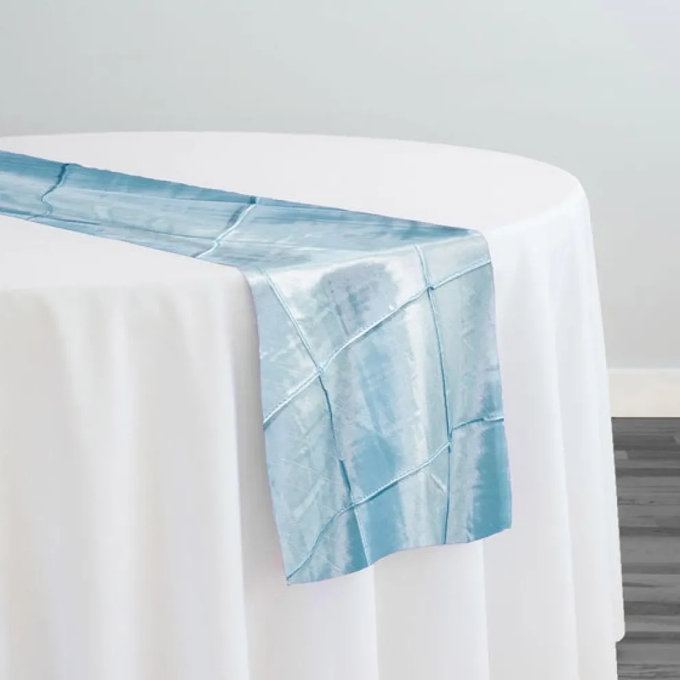 4" Pintuck Taffeta Table Runner in Baby Blue 071
