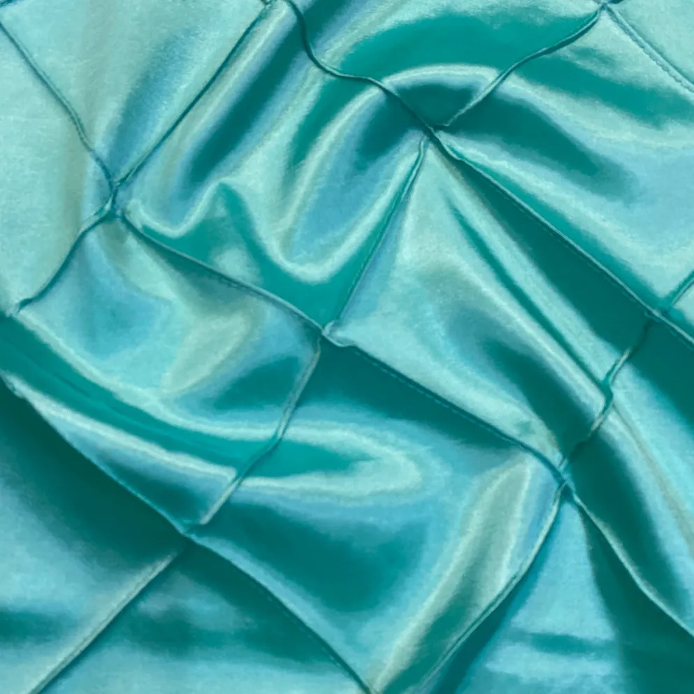 4" Pintuck Taffeta Table Runner in Teal 033