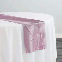 4" Pintuck Taffeta Table Runner in Petal Pink