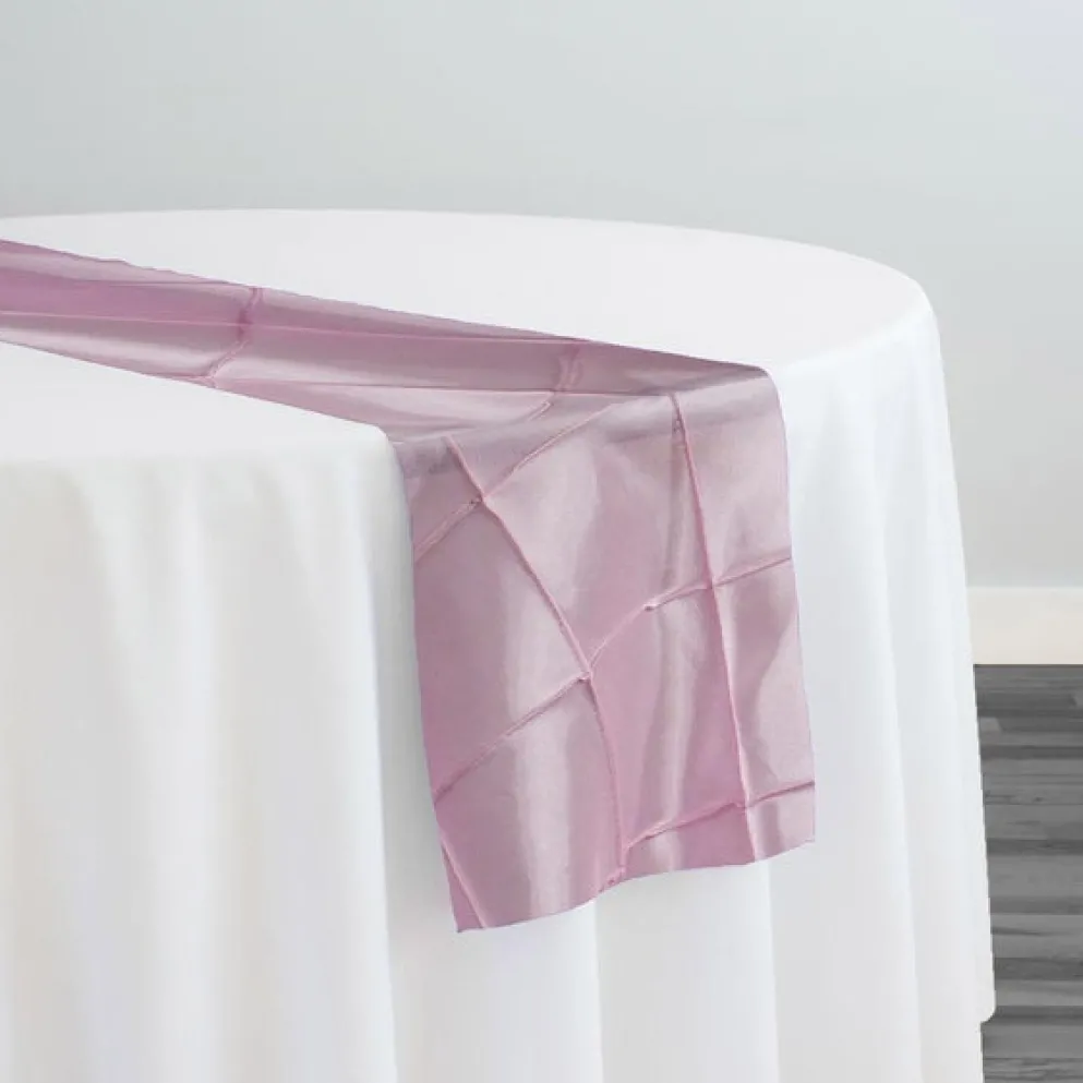4" Pintuck Taffeta Table Runner in Petal Pink