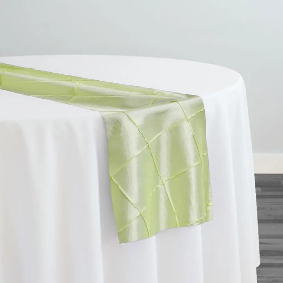 4" Pintuck Taffeta Table Runner in LT Sage 090