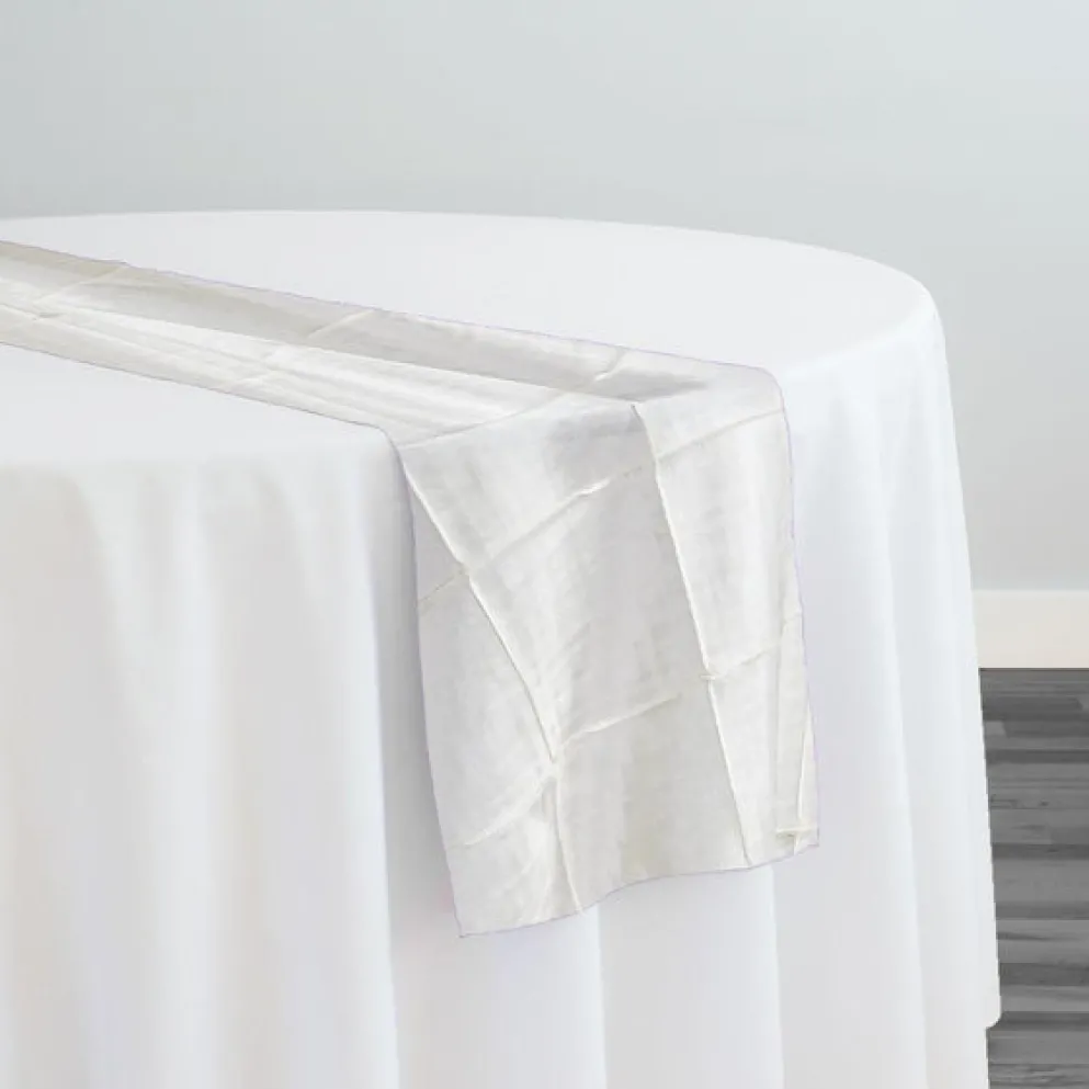 4" Pintuck Taffeta Table Runner in Ivory