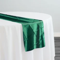4" Pintuck Taffeta Table Runner in Hunter Green