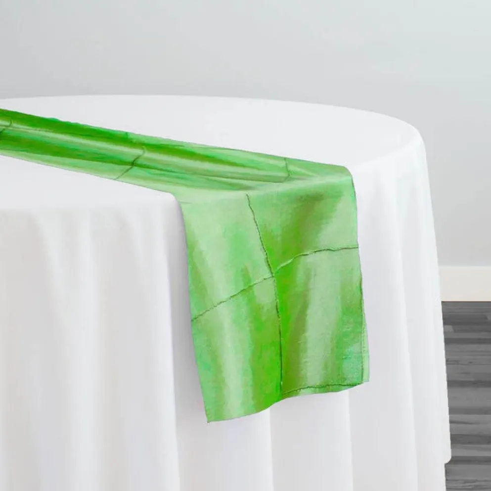 4" Pintuck Taffeta Table Runner in Green