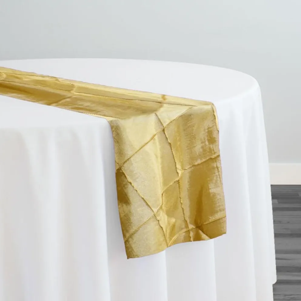 4" Pintuck Taffeta Table Runner in Buttercup 114