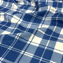 Plaid (Poly Print) Table Linen in Harbor Blue