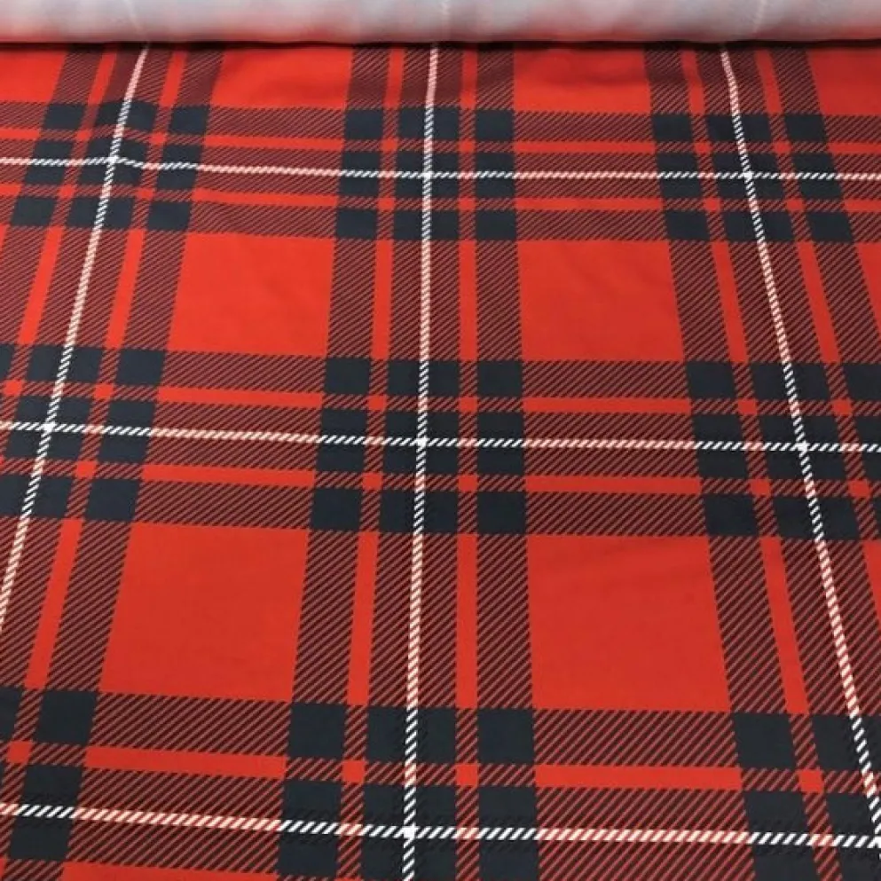 Plaid (Poly Print) Table Runner in Red and White