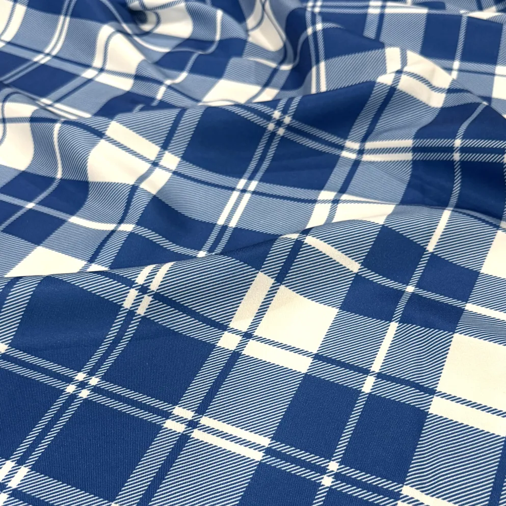 Plaid (Poly Print) Table Runner in Harbor Blue