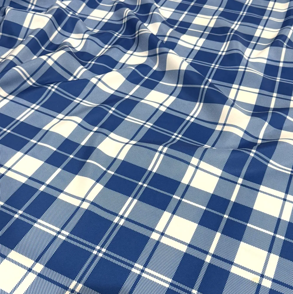 Plaid (Poly Print) Table Runner in Harbor Blue
