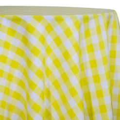 Polyester Checker (Gingham) Table Linen in Light Yellow