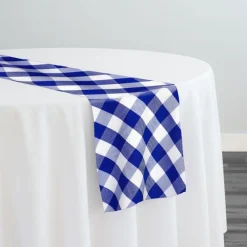 Polyester Checker (Gingham) Table Runner in Navy