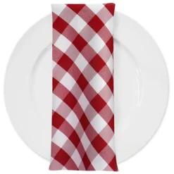 Polyester Checker (Gingham) Table Napkin in Red
