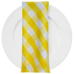 Polyester Checker (Gingham) Table Napkin in Dark Yellow