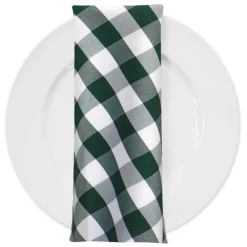 Polyester Checker (Gingham) Table Napkin in Hunter Green