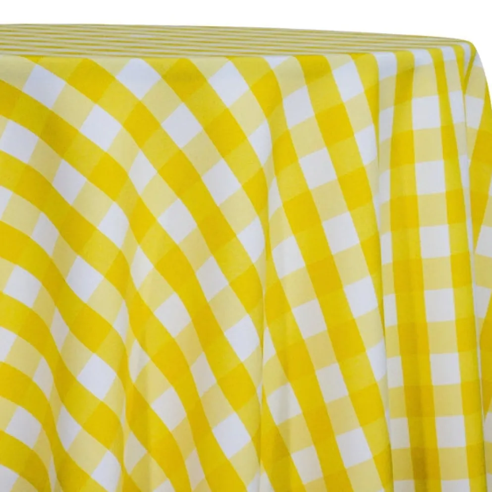 Polyester Checker (Gingham) Table Linen in Dark Yellow
