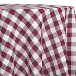 Polyester Checker (Gingham) Table Linen in Burgundy