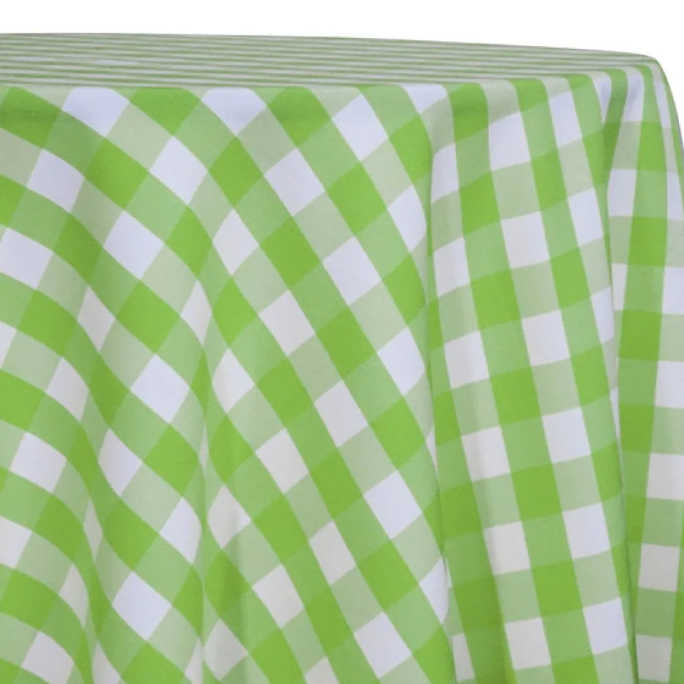 Polyester Checker (Gingham) Table Linen in Lime