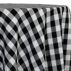 Polyester Checker (Gingham) Table Linen in Black