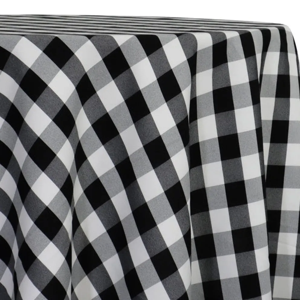 Polyester Checker (Gingham) Table Linen in Black
