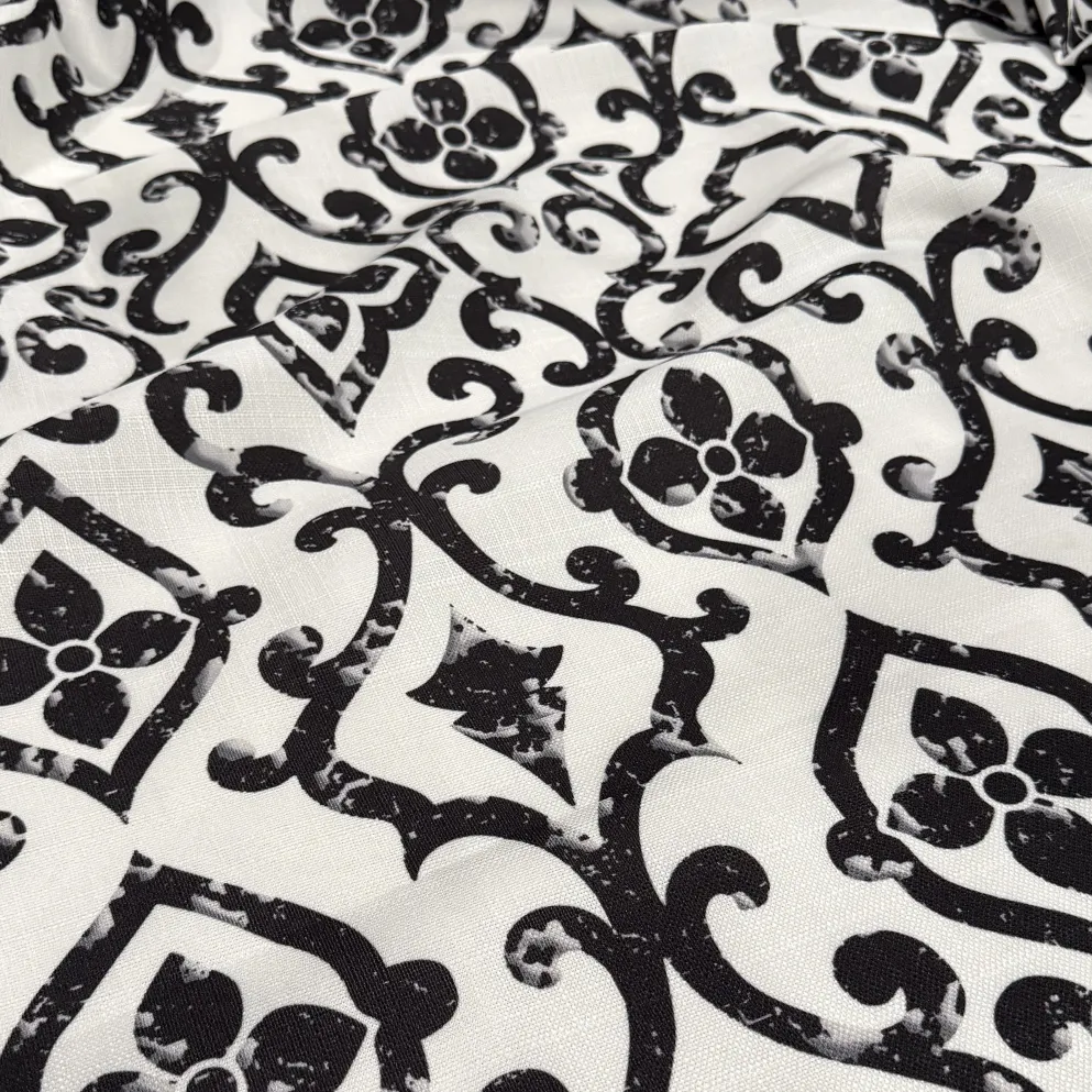 Portofino (Slub Print) Table Linen in Black