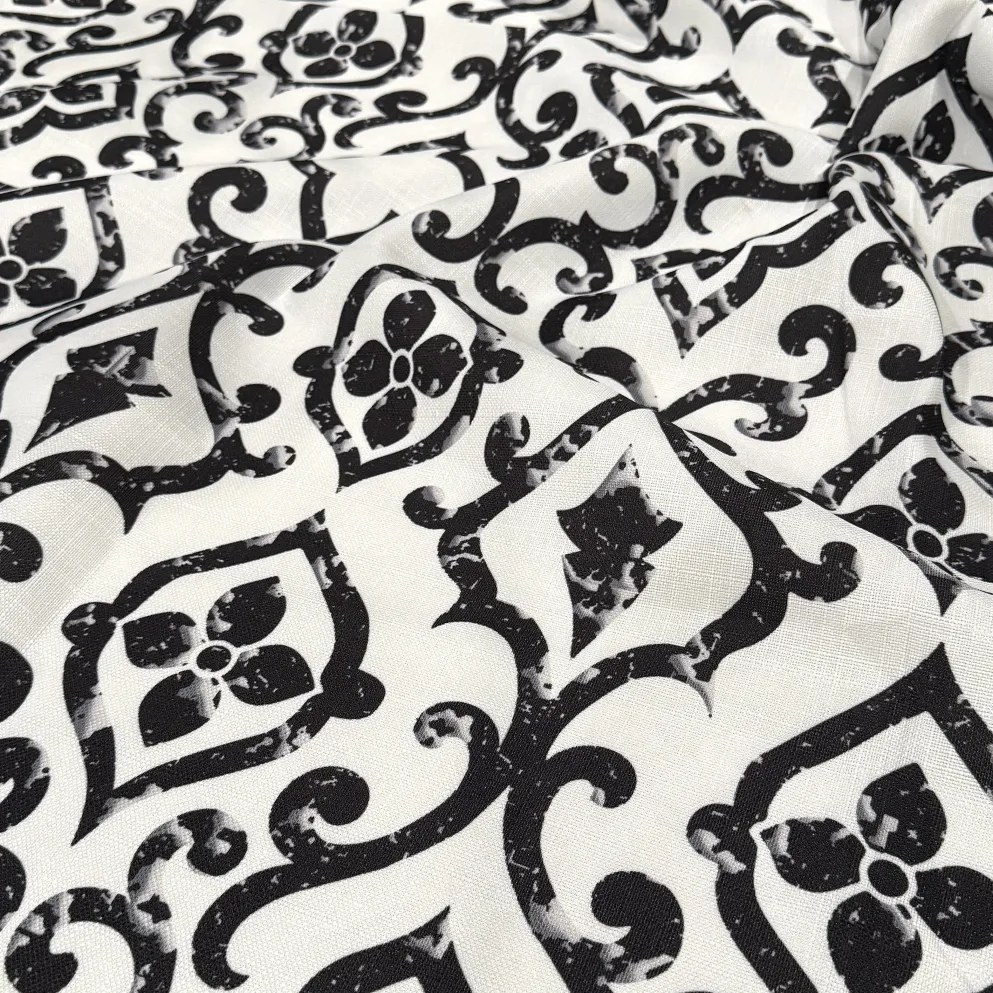 Portofino (Slub Print) Table Linen in Black