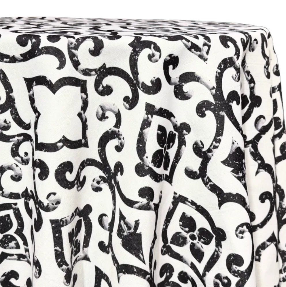 Portofino (Slub Print) Table Linen in Black