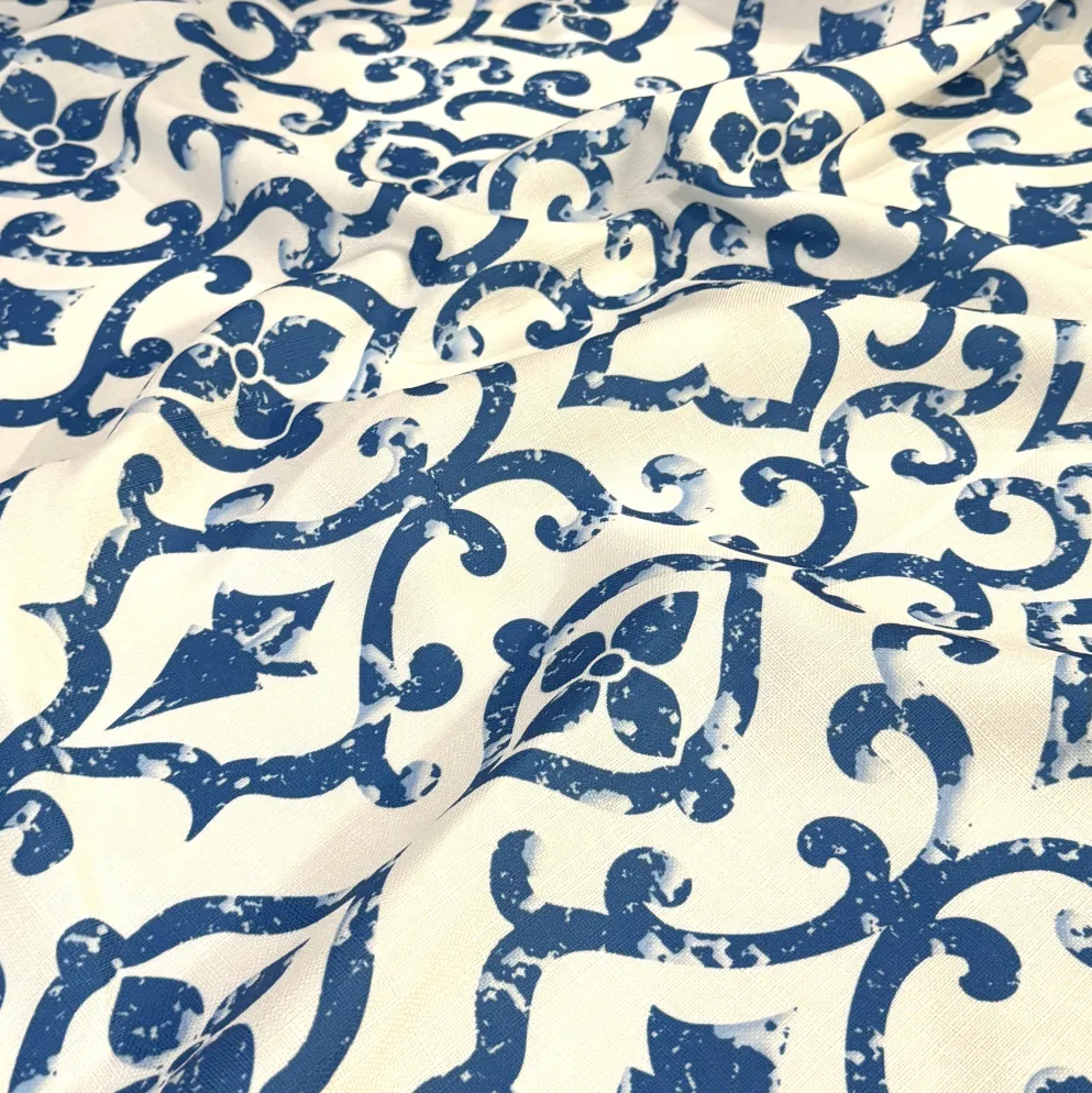 Portofino (Slub Print) Table Linen in Royal