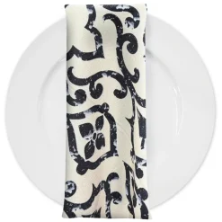 Portofino (Slub Print) Table Napkin in Black / Taupe
