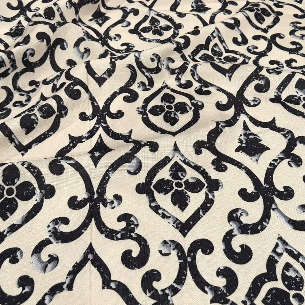 Portofino (Slub Print) Table Napkin in Black / Taupe