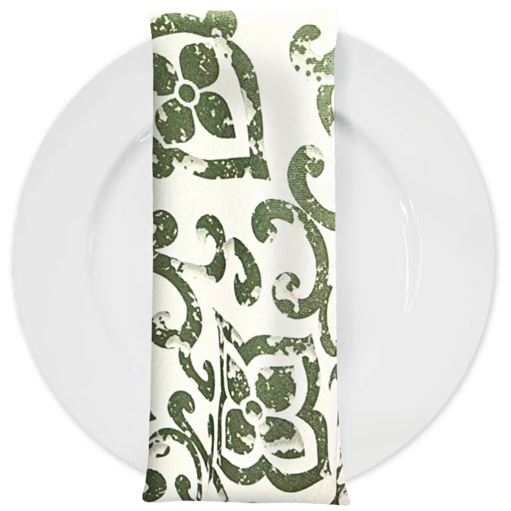 Portofino (Slub Print) Table Napkin in Willow Green