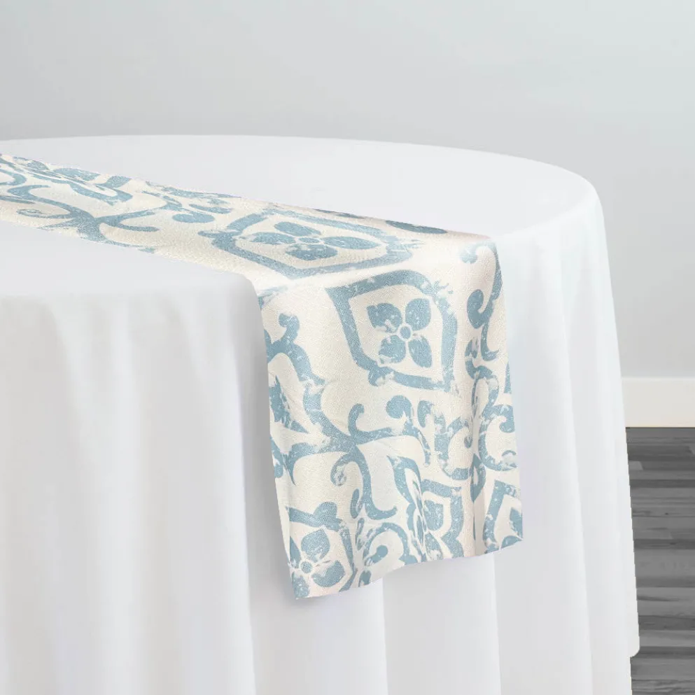 Portofino (Slub Print) Table Runner in Lt Blue