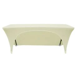 Premium Spandex (6'x18" w/ Side Open) Banquet Table Cover in Ivory