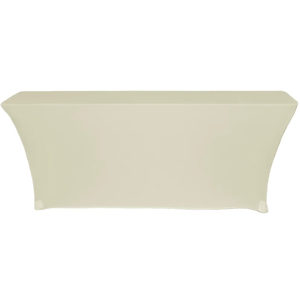Premium Spandex (6'x18" w/ Side Open) Banquet Table Cover in Ivory